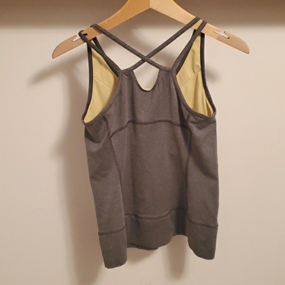 Arc'teryx tank top. Heathered grey (inside yellow. Crossed in back. Women S. - Picture 2 of 10
